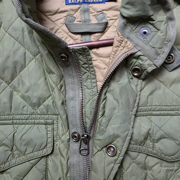 Polo Ralph Lauren Quilted Field Jacket Men’s Medium Olive Green Military Style - Picture 5 of 7